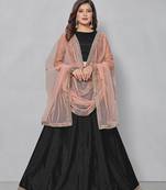 Black plain art silk semi stitched lehenga