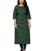 Green embroidered cotton embroidered-kurtis