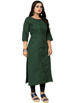 Green embroidered cotton embroidered-kurtis 3
