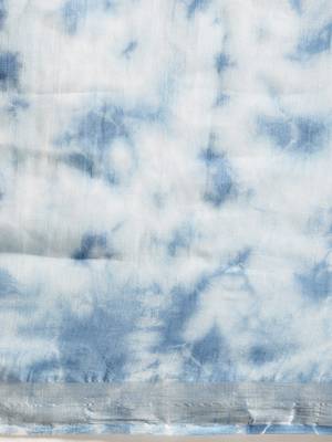 Sky blue printed linen saree with blouse 3