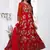 Red Embroidered Net Semi Stitched Anarkali Salwar With Dupatta