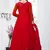 Red Embroidered Net Semi Stitched Anarkali Salwar With Dupatta