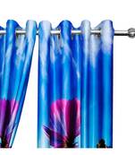 Blue and Lavender Polyester Digtal Printed Curtain