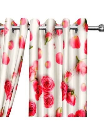 White and Peach Polyester Digtal Printed Curtain 1