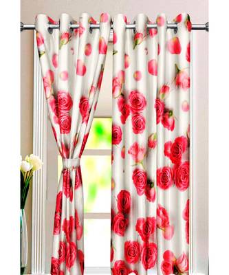 White and Peach Polyester Digtal Printed Curtain 2