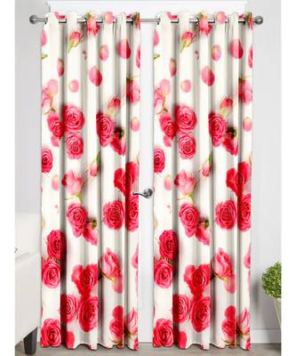 White and Peach Polyester Digtal Printed Curtain 4