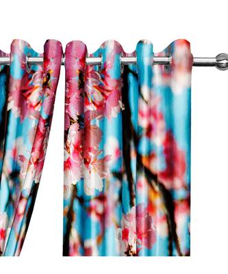 Pink and Sky Blue Polyester Digtal Printed Curtain 1