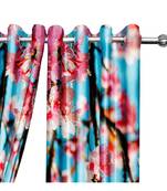 Pink and Sky Blue Polyester Digtal Printed Curtain