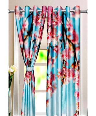 Pink and Sky Blue Polyester Digtal Printed Curtain 2