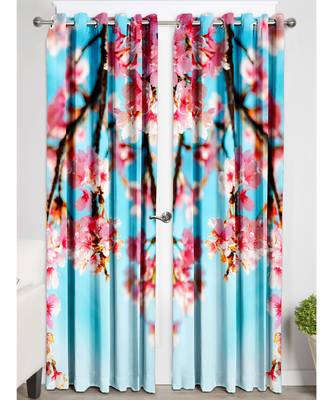 Pink and Sky Blue Polyester Digtal Printed Curtain 4