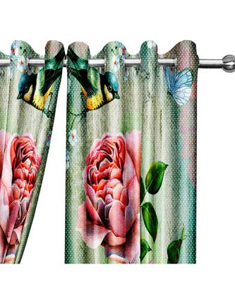 Peach and Green Polyester Digtal Printed Curtain 1