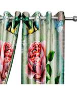 Peach and Green Polyester Digtal Printed Curtain