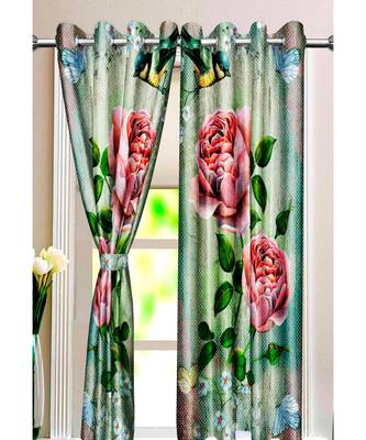 Peach and Green Polyester Digtal Printed Curtain 2