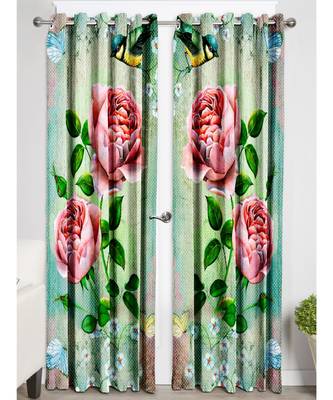 Peach and Green Polyester Digtal Printed Curtain 4