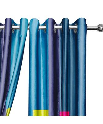 Blue Pink Polyester Digtal Printed Curtain 1
