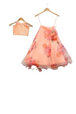 Printed orange Lehnga embroidery choli 3
