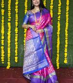 Pink woven kanchipuram silk saree with blouse