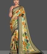 Multicolor Printed Satin Saree With Blouse