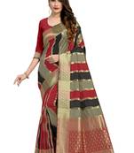 Grey woven silk saree with blouse