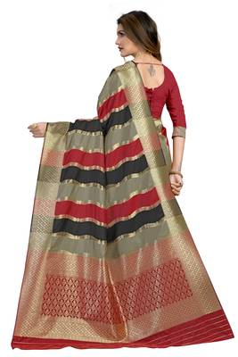 Grey woven silk saree with blouse 2