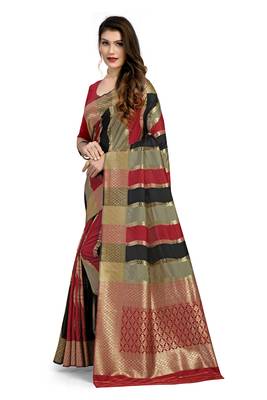 Grey woven silk saree with blouse 3