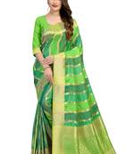 Green woven silk saree with blouse