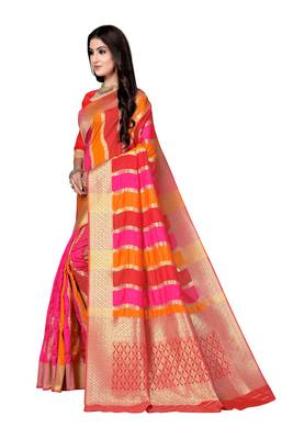 Red woven silk saree with blouse 2