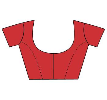 Red woven silk saree with blouse 3