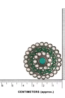 Silver Oxidized Kundan Studded Meena Work Designer Circular Stud Earrings for  
