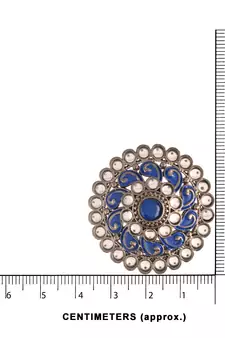 Silver Oxidized Kundan Studded Meena Work Designer Circular Stud Earrings for  