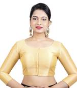 Gold Silk Georgette 3/4th Sleeves Princesss Cut Padded Readymade Blouse