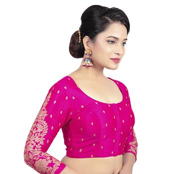 Rani Silk Georgette Embroidered 3/4 Sleeves Readymade Blouse 4
