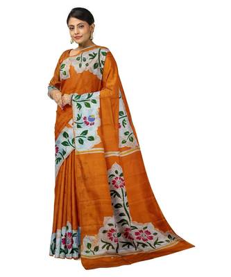 hand batik mulberry silk mark saree and blouse piece with silk mark 1