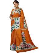 hand batik mulberry silk mark saree and blouse piece with silk mark