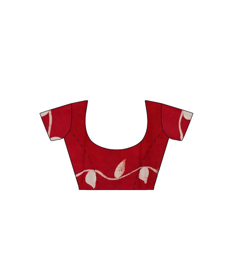 hand batik mulberry silk mark saree and blouse piece with silk mark