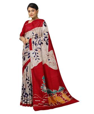 hand batik mulberry silk mark saree and blouse piece with silk mark 1