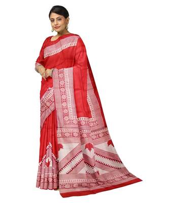 hand block mulberry silk mark saree and blouse piece with silk mark 1