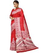 hand block mulberry silk mark saree and blouse piece with silk mark
