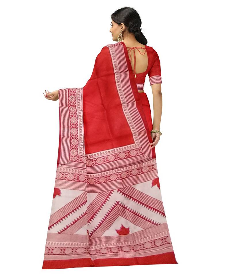 hand block mulberry silk mark saree and blouse piece with silk mark