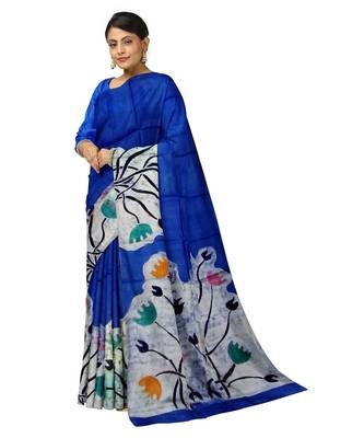 hand batik mulberry silk mark saree and blouse piece with silk mark 1