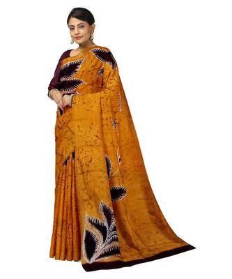 hand batik mulberry silk mark saree and blouse piece with silk mark 1