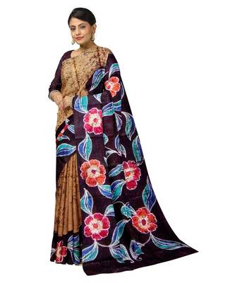 hand batik mulberry silk mark saree and blouse piece with silk mark 1
