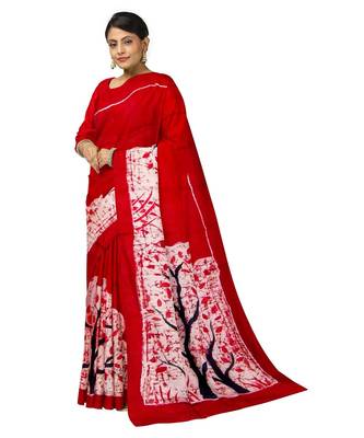 hand batik mulberry silk mark saree and blouse piece with silk mark 1