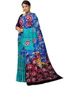 hand batik mulberry silk mark saree and blouse piece with silk mark