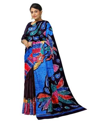 hand batik mulberry silk mark saree and blouse piece with silk mark 1