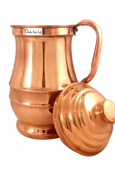 Handmade Copper Jug Pitcher  Serveware & Tableware  Good Health Benefits  Maharaja Jug with Lid 1800 ML