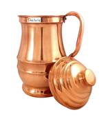Handmade Copper Jug Pitcher  Serveware & Tableware  Good Health Benefits  Maharaja Jug with Lid 1800 ML