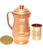 Pure Copper Maharaja Jug 1800 ML with 1 Copper Glass Tumbler Drinkware Set