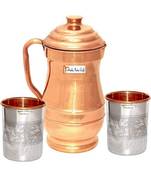 Pure Copper Jug  1800 ML with 2 Steel Copper Glass Tumbler 250 ML