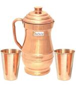 Pure Copper Jug 1800 ML with 2 Copper Glass Tumbler
